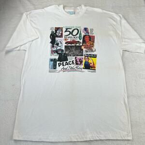 Peacock paper Boston 50 year of News Vintage Single Stitch T-shirt Size XL 1994